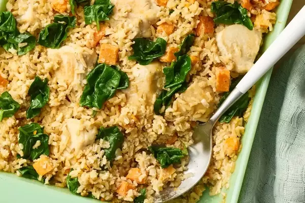 High-Protein Chicken Brown Rice Casserole