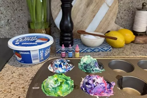 Creative Edible Easter Egg Dyeing with Whipped Topping