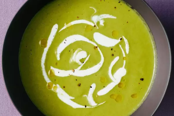 Velvety Spring Asparagus Soup with Lemon Creme Fraiche