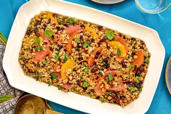 Mediterranean Barley Pilaf with Zesty Citrus and Dried Fruits