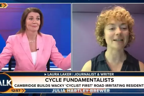 TalkTV Host Julia Hartley-Brewer Clashes with Cycling Journalist Laura Laker Over New Cambridge Cycle Street