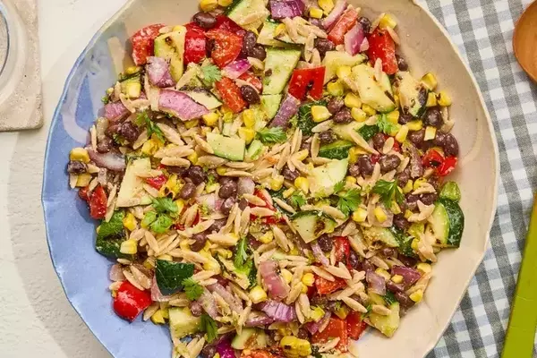 Festive Summer Orzo Salad with Creamy Dressing