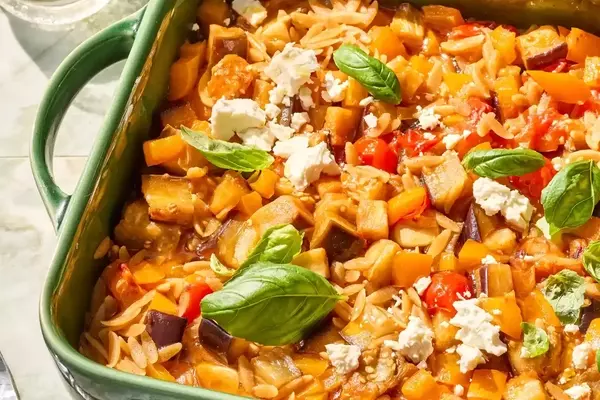 Hearty Roasted Vegetable and Orzo Bake